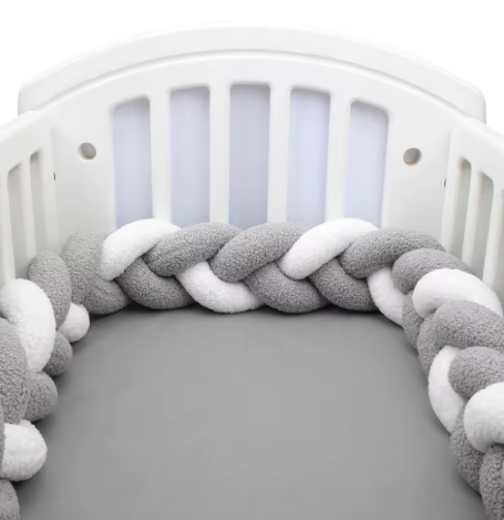 Tresse de lit bébé gris et blanc | Cocon Sécurisant