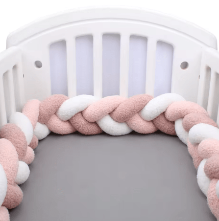 Tresse de lit bébé rose et blanc | Protection Douillet - Palais De Bébé