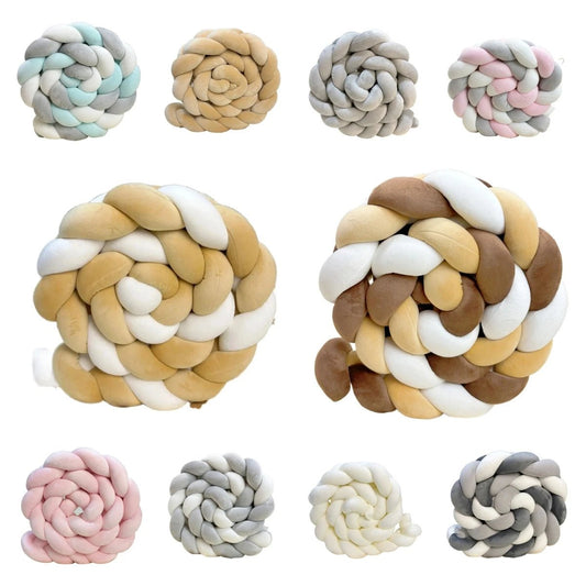 1M/2M/3M/4M Baby Bed Bumper Infant Cradle Cot Protector Knot Braid Bumper Plush Pillow Cushion Crib Anti - collision Room Decor - Palais De Bébé