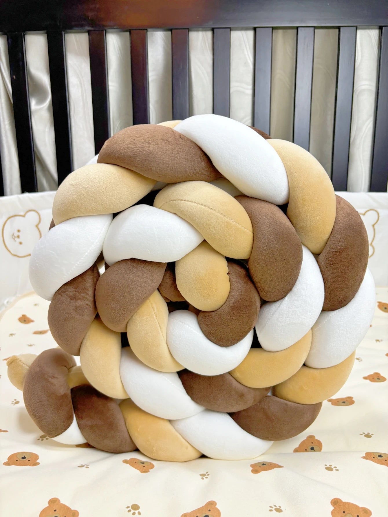 1M/2M/3M/4M Baby Bed Bumper Infant Cradle Cot Protector Knot Braid Bumper Plush Pillow Cushion Crib Anti - collision Room Decor - Palais De Bébé