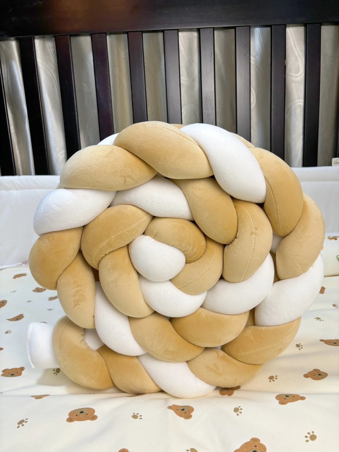 1M/2M/3M/4M Baby Bed Bumper Infant Cradle Cot Protector Knot Braid Bumper Plush Pillow Cushion Crib Anti - collision Room Decor - Palais De Bébé