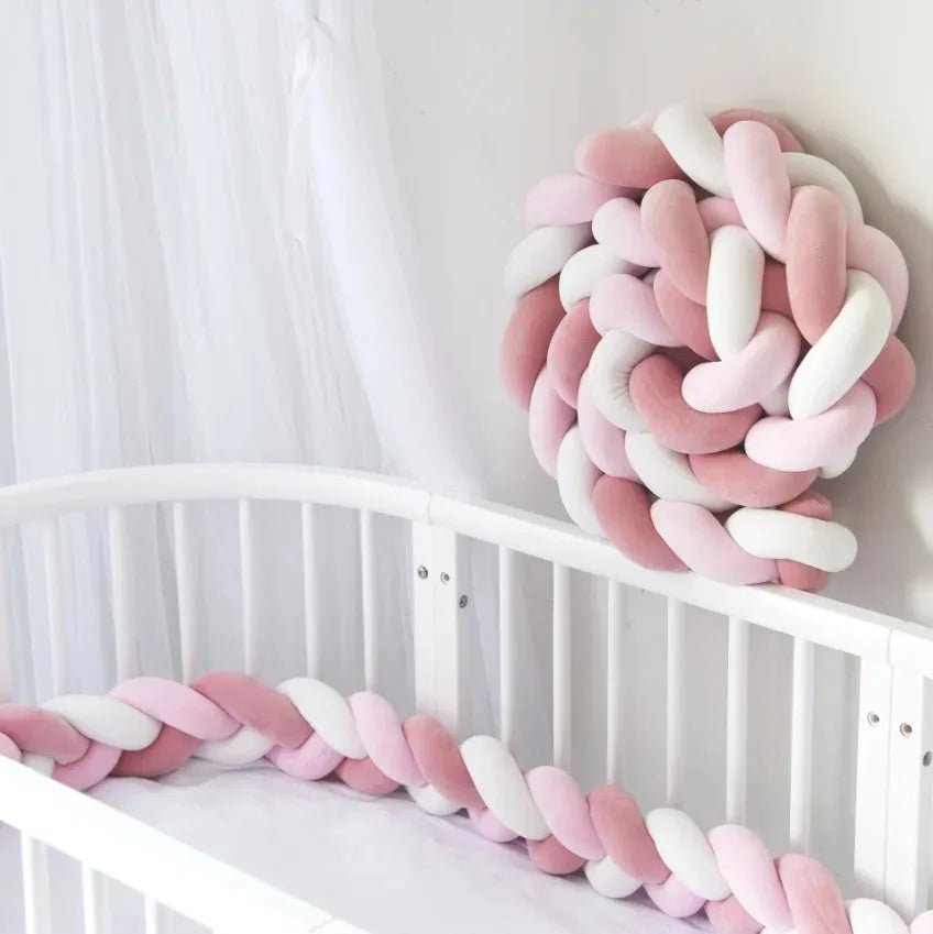 1M/2M/3M/4M Knot Braid Bumper Infant Cradle Cot Protector Plush Pillow Cushion Crib Anti - collision Room Decor Baby Bed Bumper - Palais De Bébé