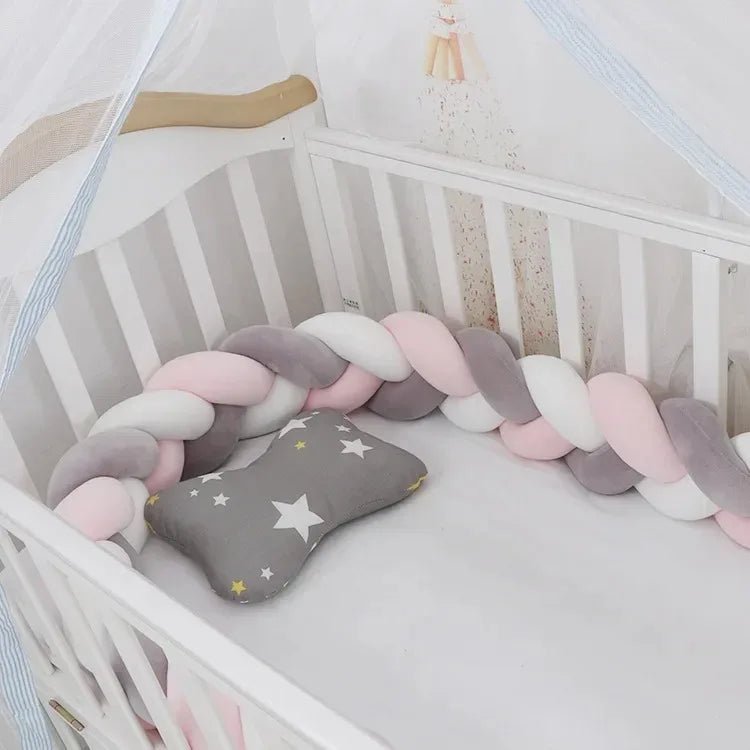 1M/2M/3M/4M Knot Braid Bumper Infant Cradle Cot Protector Plush Pillow Cushion Crib Anti - collision Room Decor Baby Bed Bumper - Palais De Bébé
