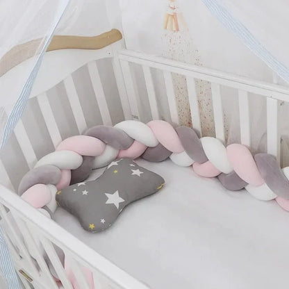1M/2M/3M/4M Knot Braid Bumper Infant Cradle Cot Protector Plush Pillow Cushion Crib Anti - collision Room Decor Baby Bed Bumper - Palais De Bébé