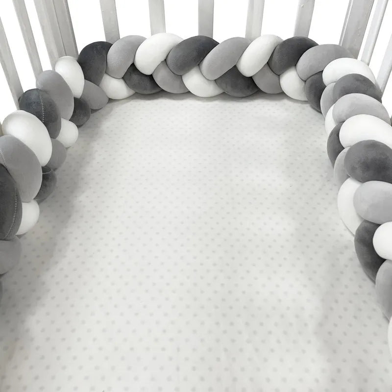 1M/2M/3M/4M Knot Braid Bumper Infant Cradle Cot Protector Plush Pillow Cushion Crib Anti - collision Room Decor Baby Bed Bumper - Palais De Bébé