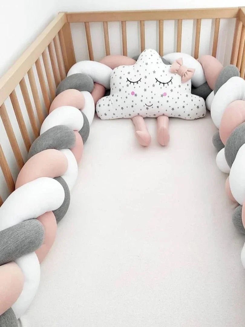 1M/2M/3M/4M Knot Braid Bumper Infant Cradle Cot Protector Plush Pillow Cushion Crib Anti - collision Room Decor Baby Bed Bumper - Palais De Bébé