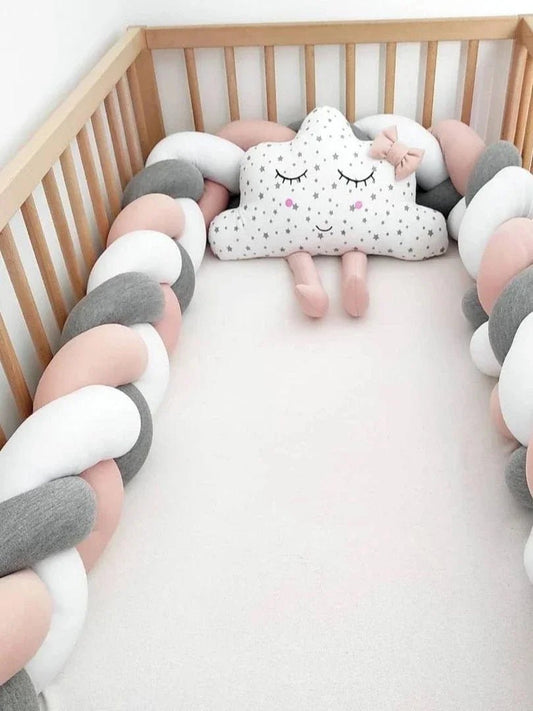1M/2M/3M/4M Knot Braid Bumper Infant Cradle Cot Protector Plush Pillow Cushion Crib Anti - collision Room Decor Baby Bed Bumper - Palais De Bébé