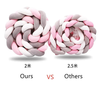 1M/2M/3M/4M Knot Braid Bumper Infant Cradle Cot Protector Plush Pillow Cushion Crib Anti - collision Room Decor Baby Bed Bumper - Palais De Bébé