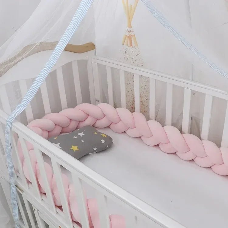 1M/2M/3M/4M Knot Braid Bumper Infant Cradle Cot Protector Plush Pillow Cushion Crib Anti - collision Room Decor Baby Bed Bumper - Palais De Bébé