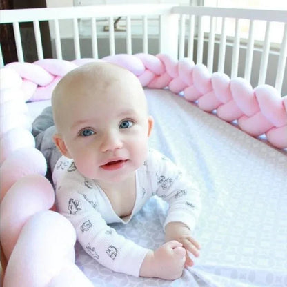 1M/2M/3M/4M Knot Braid Bumper Infant Cradle Cot Protector Plush Pillow Cushion Crib Anti - collision Room Decor Baby Bed Bumper - Palais De Bébé