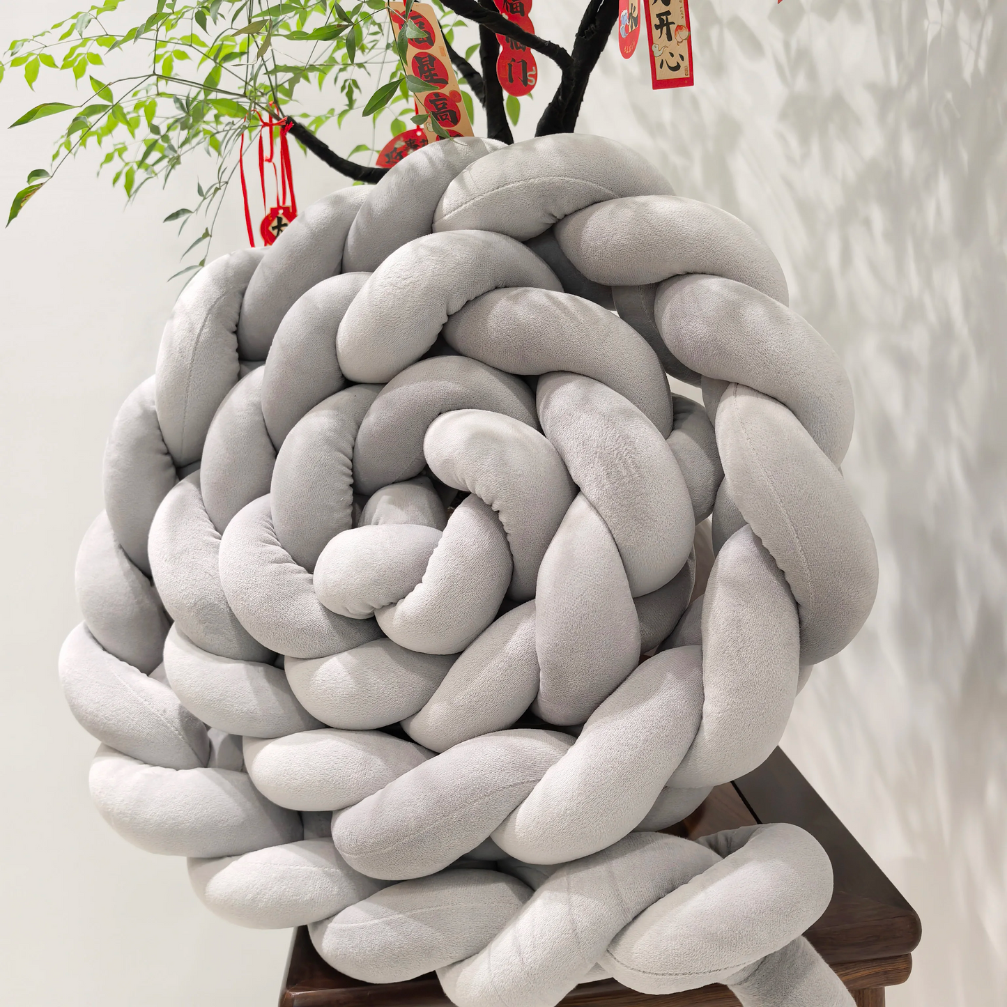 Tresse de lit en nœud gris
