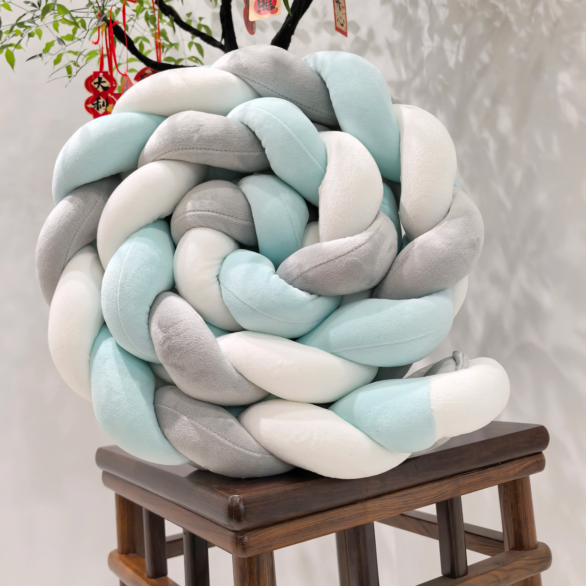 Tresse de lit en noeud multicolors
