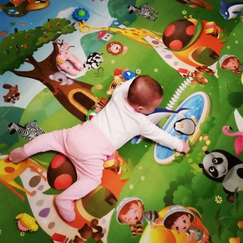 Baby Play Mat Doubel Sided Animals Kids Rug Educational Toys for Children Soft Floor Toddler Crawling Carpet Game Activity Gym - Palais De Bébé