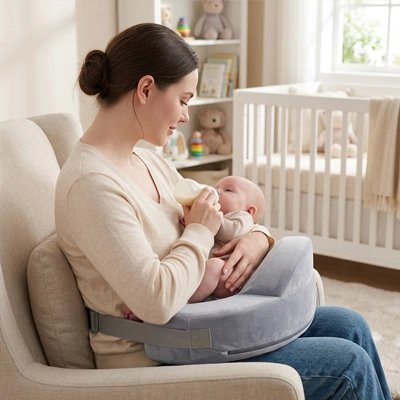 Coussin d'allaitement gris| Ergonomique - Palais De Bébé