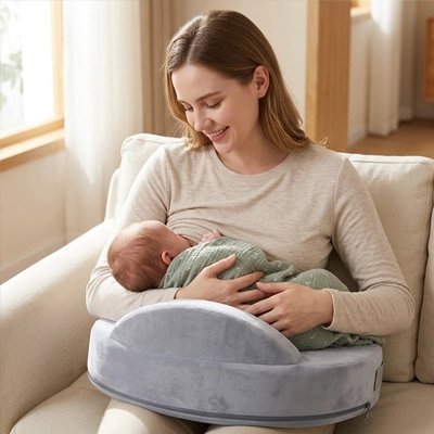 Coussin d'allaitement gris| Ergonomique - Palais De Bébé