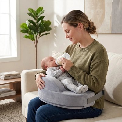 Coussin d'allaitement gris| Ergonomique - Palais De Bébé