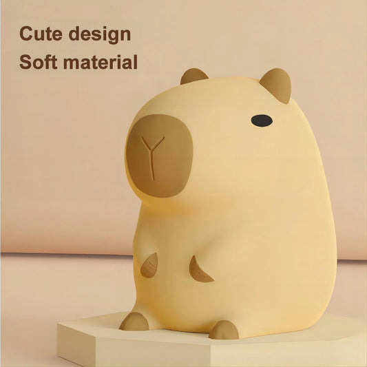 Cute Cartoon Capybara Silicone Night Light USB Rechargeable Timing Dimming Sleep Night Lamp for Children's Room Decor - Palais De Bébé