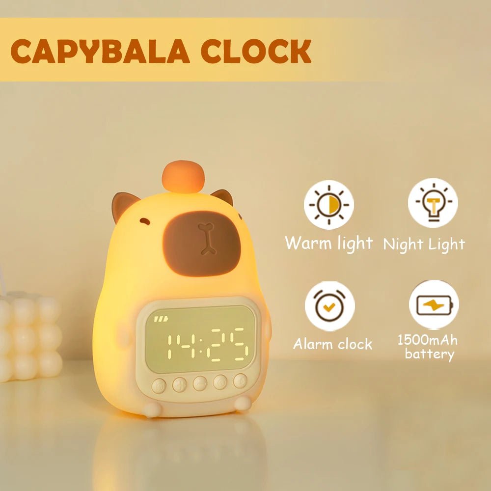 Cute Cartoon Capybara Silicone Night Light USB Rechargeable Timing Dimming Sleep Night Lamp for Children's Room Decor - Palais De Bébé