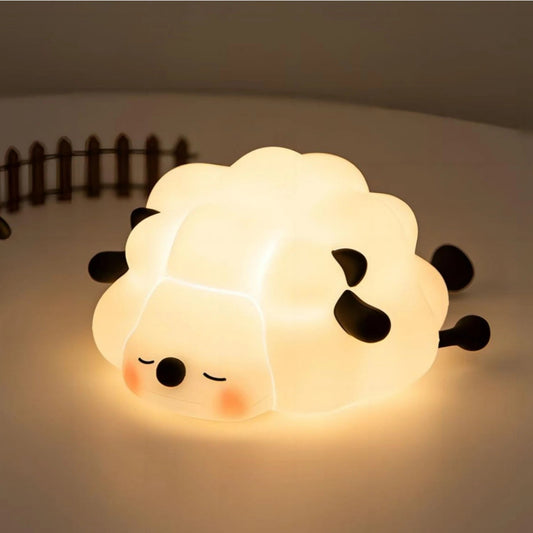 Cute Silicone Night Lights Sheep Cartoon Bedroom Lamp for Children's Room Decor Rechargeable Timing Dimming Sleep Night Light - Palais De Bébé
