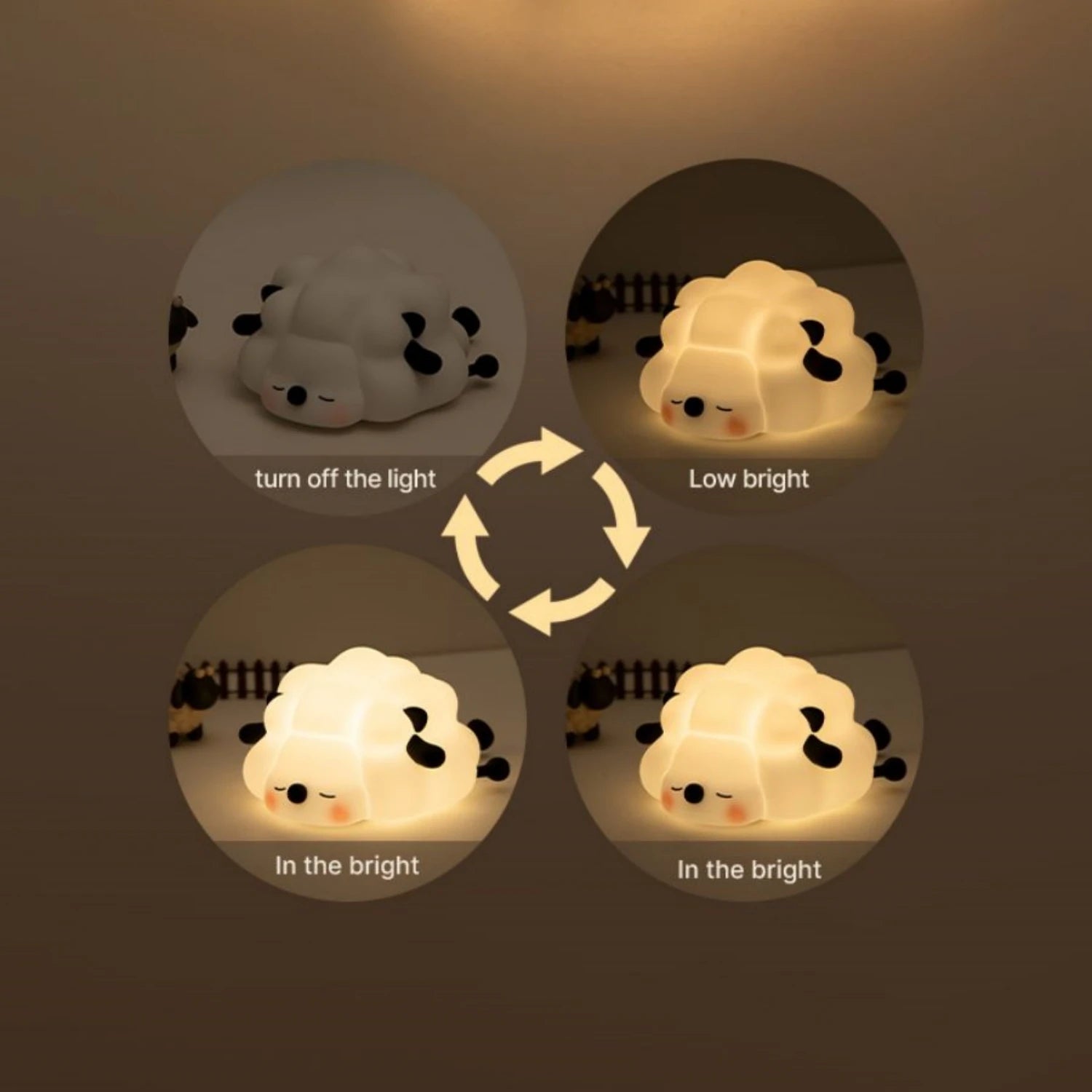 Cute Silicone Night Lights Sheep Cartoon Bedroom Lamp for Children's Room Decor Rechargeable Timing Dimming Sleep Night Light - Palais De Bébé