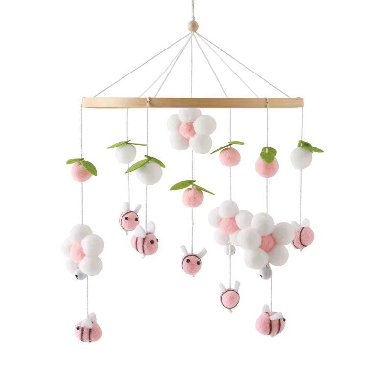 mobile bebe rose fleurs abeilles