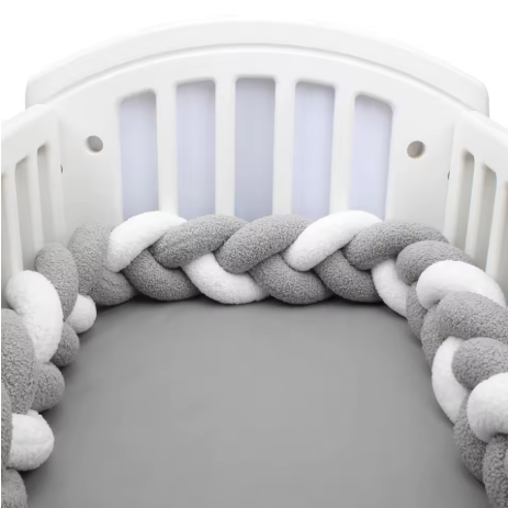 Tresse de lit bébé gris et blanc | Cocon Sécurisant