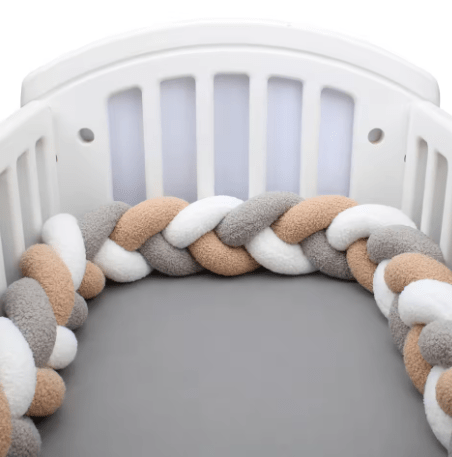 Tresse de lit bébé gris blanc marron | Protection Douce - Palais De Bébé