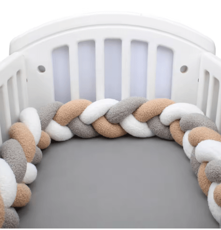 Tresse de lit bébé gris blanc marron | Protection Douce - Palais De Bébé