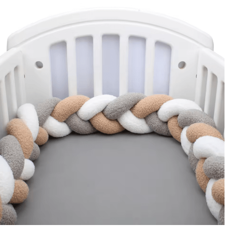 Tresse de lit bébé gris blanc marron | Protection Douce - Palais De Bébé