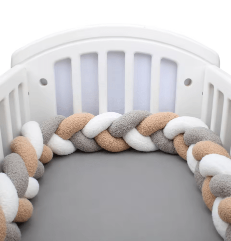 Tresse de lit bébé gris blanc marron | Protection Douce - Palais De Bébé