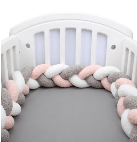 Tresse de lit bébé gris-blanc-rose | Cocon Douceur - Palais De Bébé