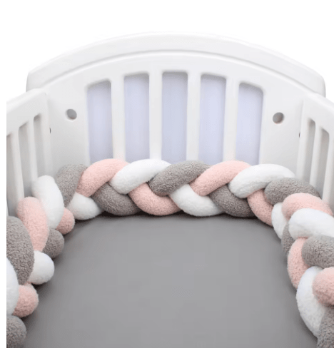 Tresse de lit bébé gris-blanc-rose | Cocon Douceur - Palais De Bébé