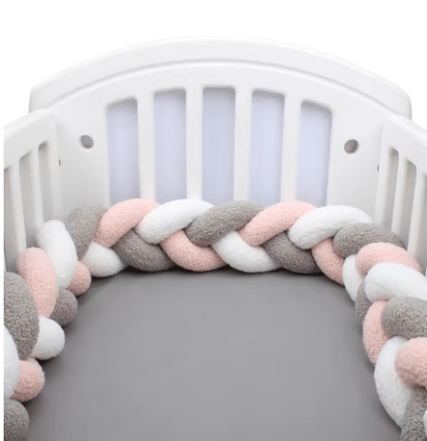 Tresse de lit bébé gris-blanc-rose | Cocon Douceur - Palais De Bébé