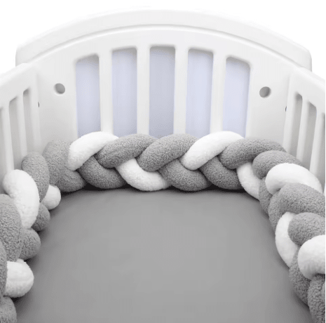 Tresse de lit bébé gris et blanc | Cocon Sécurisant - Palais De Bébé