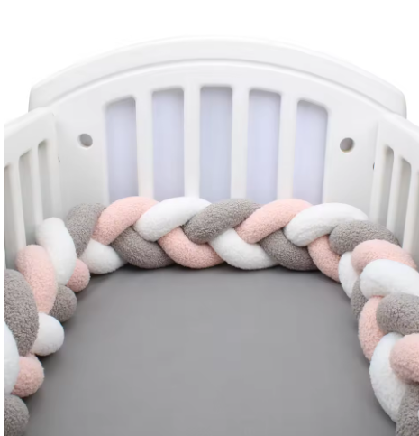 Tresse de lit bébé gris-blanc-rose | Cocon Douceur