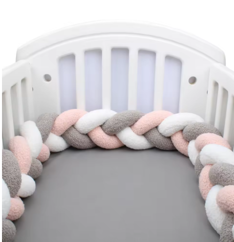 Tresse de lit bébé gris-blanc-rose | Cocon Douceur