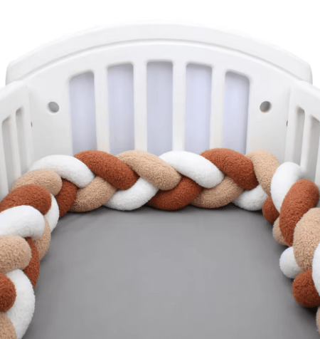Tresse de lit bébé marron et blanc | Protection Douce - Palais De Bébé
