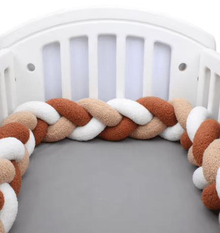 Tresse de lit bébé marron et blanc | Protection Douce - Palais De Bébé