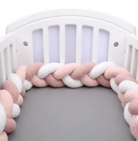 Tresse de lit bébé rose et blanc | Protection Douillet - Palais De Bébé