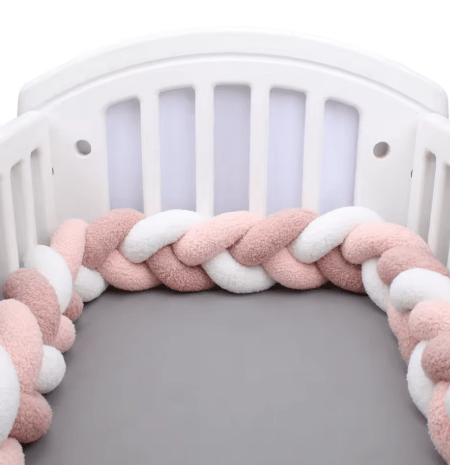 Tresse de lit bébé rose et blanc | Protection Douillet - Palais De Bébé