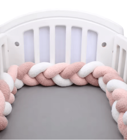 Tresse de lit bébé rose et blanc | Protection Douillet - Palais De Bébé